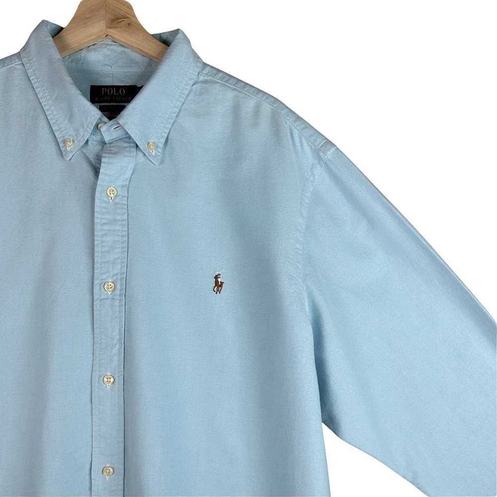 Polo Ralph Lauren Men's XXL Blue Classic Fit Button Down Shirt Flesh Pony Logo
